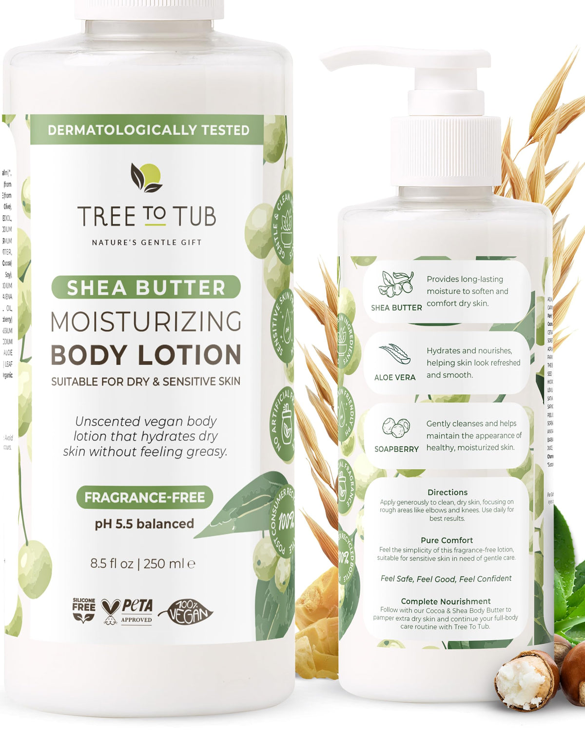 Tree To Tub manteca karité sin fragancia: bote suave para piel seca