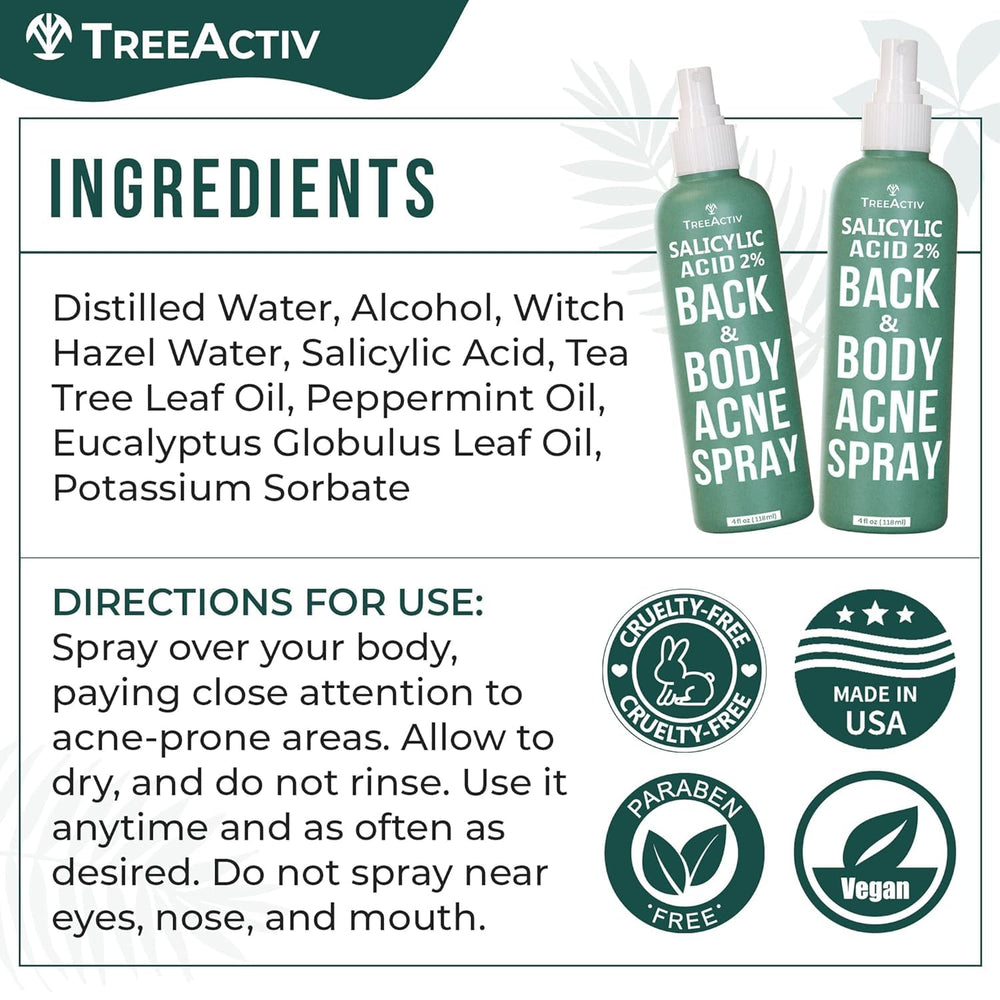 TreeActiv aplicación en la espalda para tratamiento de brotes.