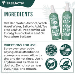 TreeActiv aplicación en la espalda para tratamiento de brotes.