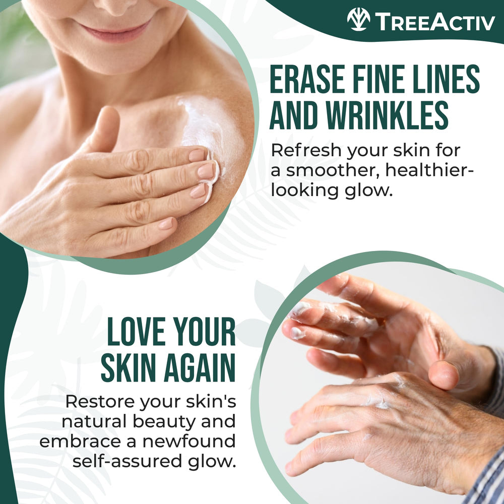 TreeActiv Crepey Skin Repair Cream on neck area for firmer-looking skin