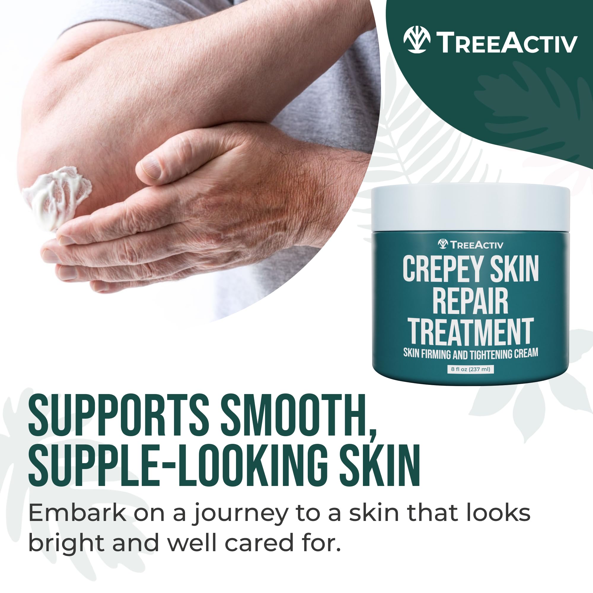 TreeActiv Crepey Skin Repair Cream jar showing separation and stirring need