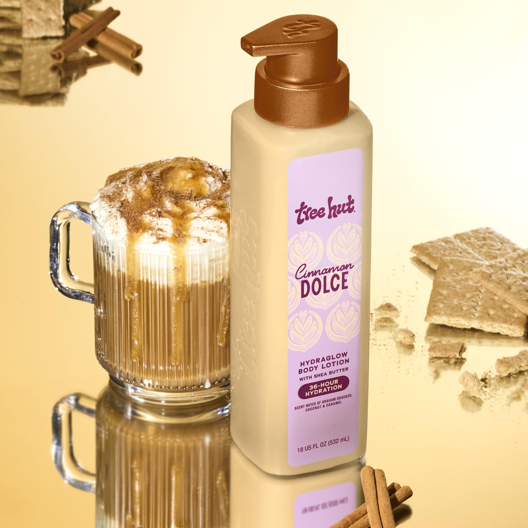 Tree Hut Hydraglow Cinnamon Dolce: manteca de karité para restaurar hidratación.