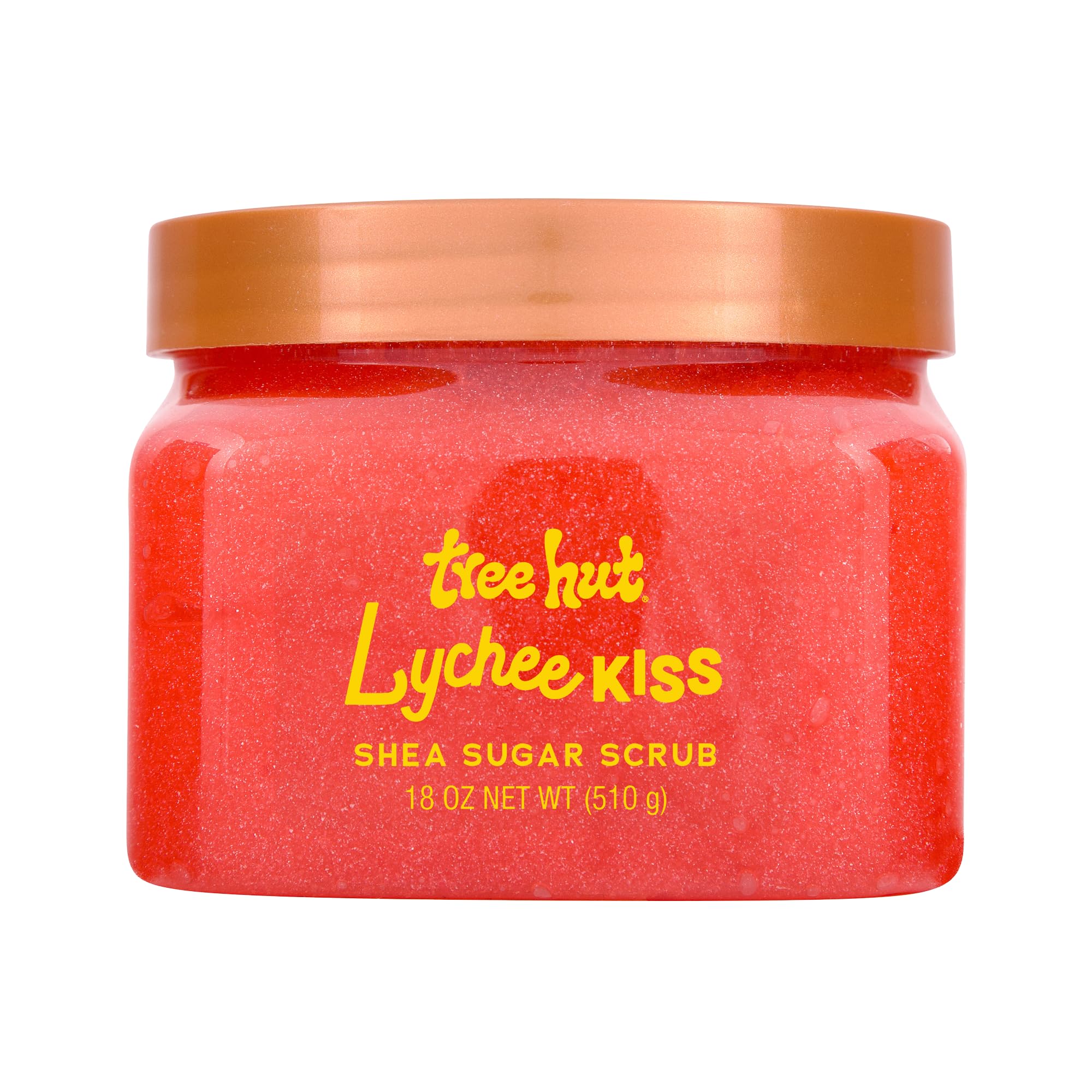 Tree Hut Lychee Kiss Scrub exfoliación suave con aroma exótico para piel radiante.