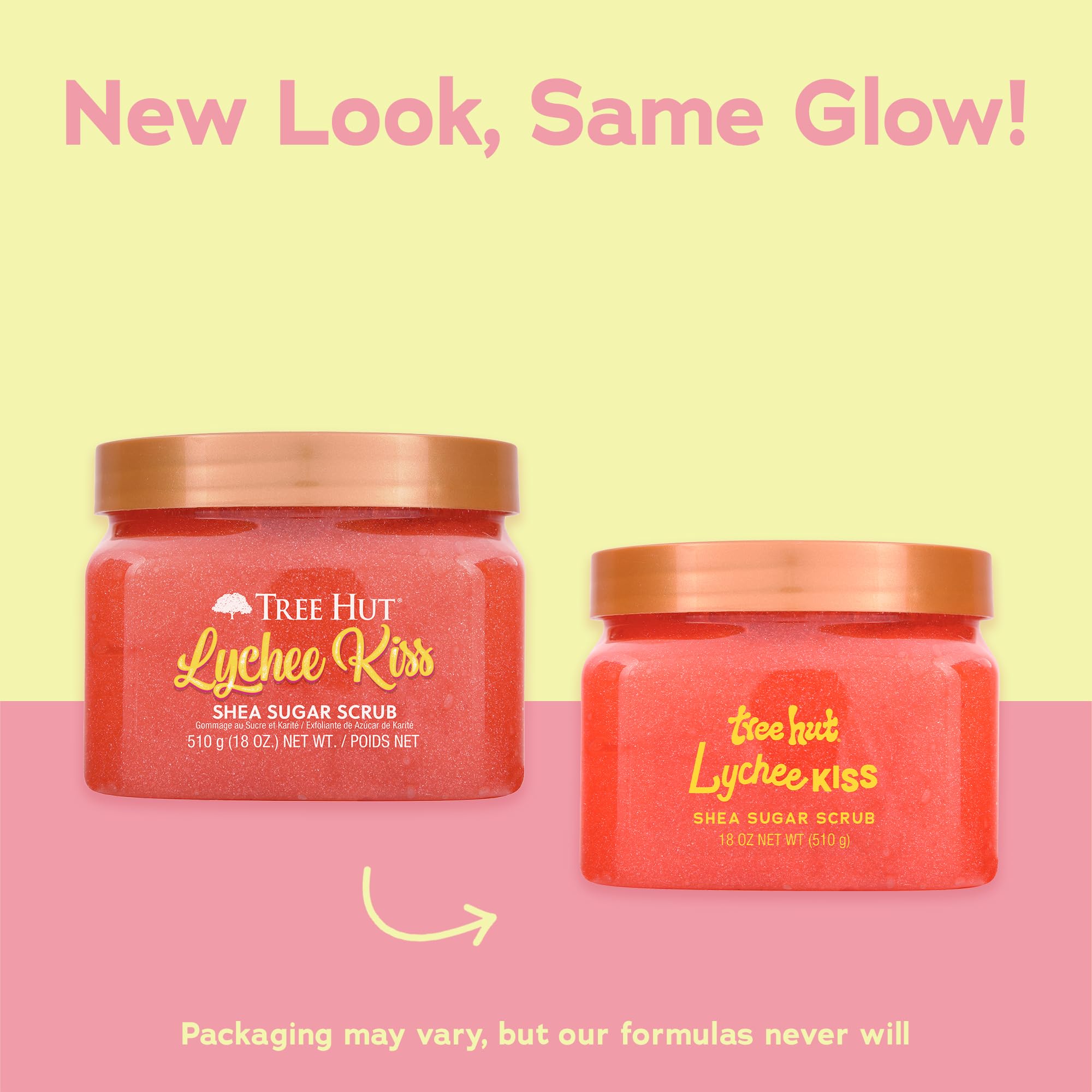 Tree Hut Lychee Kiss Scrub manteca de karité para hidratación y elasticidad.