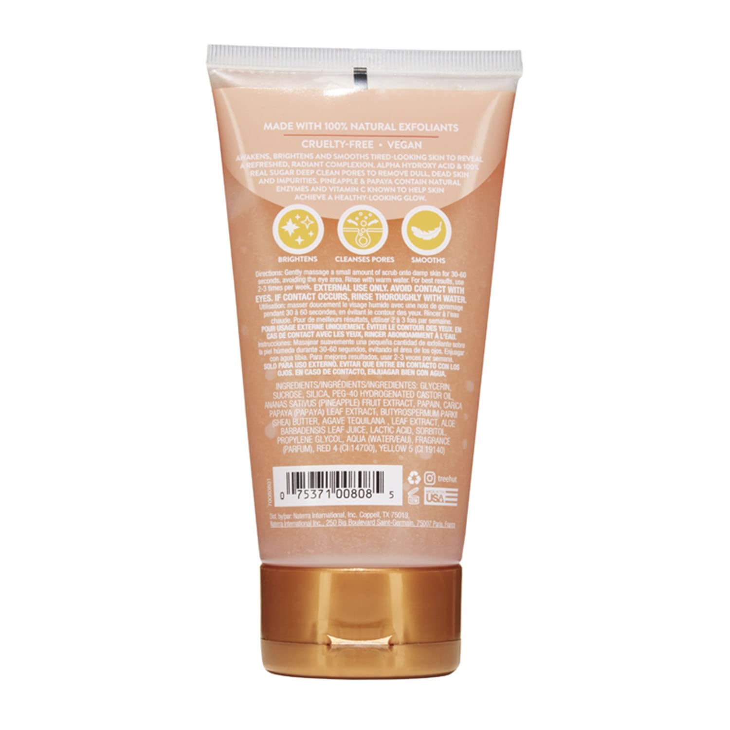 Tree Hut Piña y Papaya Exfoliante Facial favorece un tono más uniforme.
