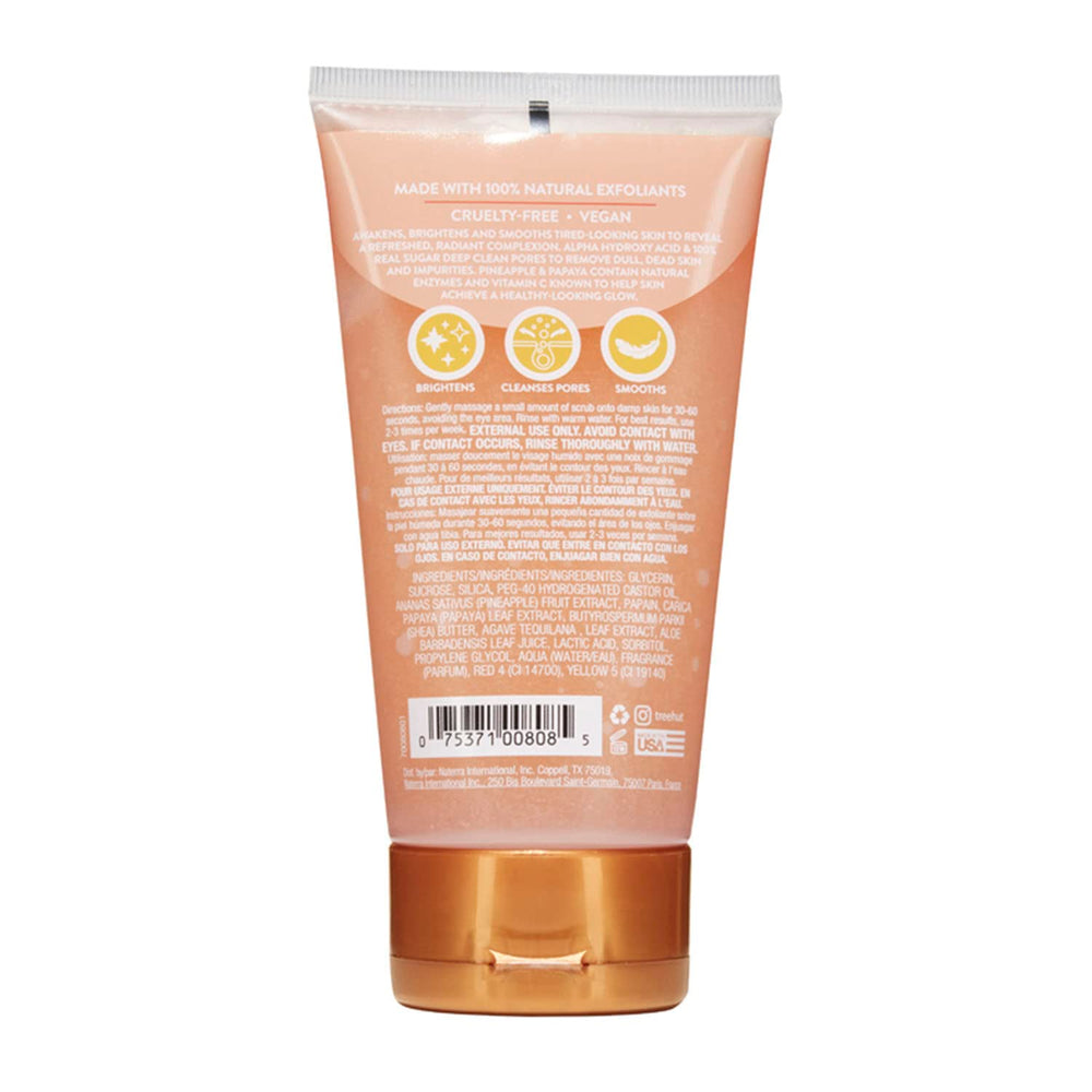 Tree Hut Piña y Papaya Exfoliante Facial favorece un tono más uniforme.