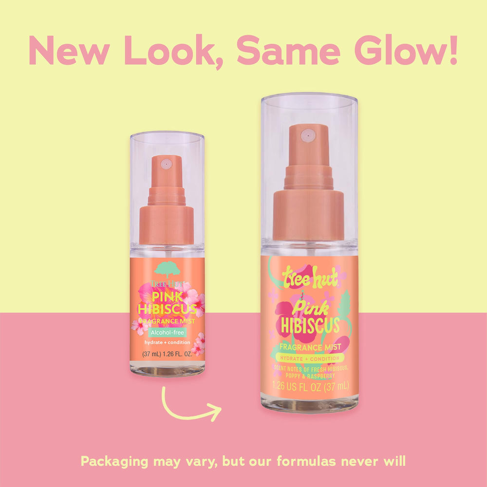 Tree Hut Pink Hibiscus mist cap closeup highlighting alcohol-free hydration for soft skin.