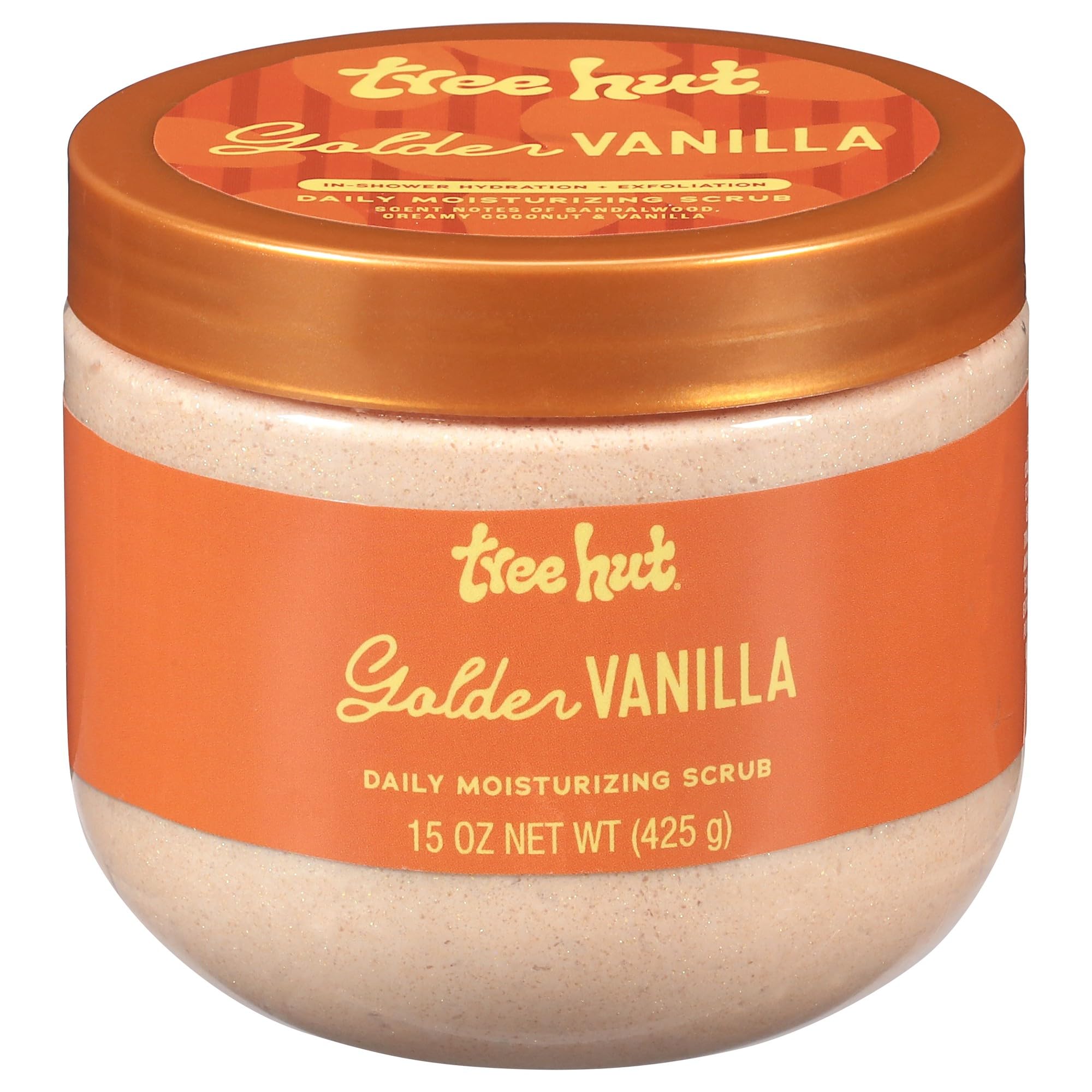 Tree Hut exfoliante dorado vainilla cremoso para piel suave