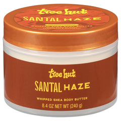 Tree Hut Whipped Shea Body Butter Santal Haze, textura ligera y absorción rápida para piel suave.