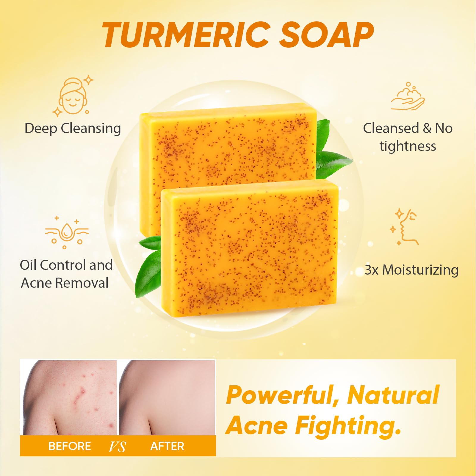 Treeroot jabón curcuma para cuerpo, limpieza diaria completa.