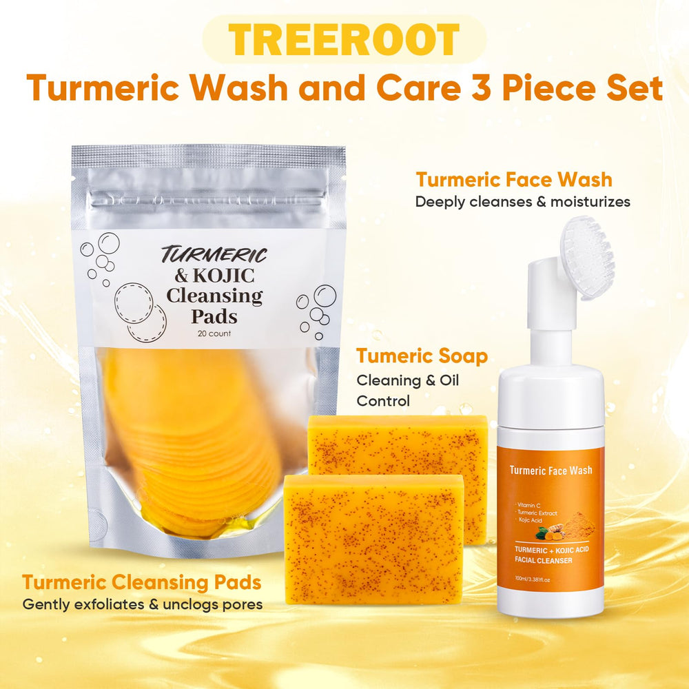Treeroot limpiador facial curcuma, formato espuma para piel fresca.