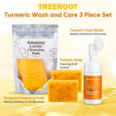 Treeroot limpiador facial curcuma, formato espuma para piel fresca.