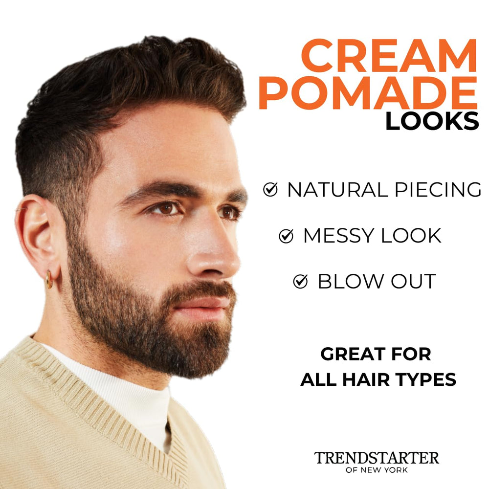 Acabado de brillo bajo con TRENDSTARTER Cream Pomade para look natural.