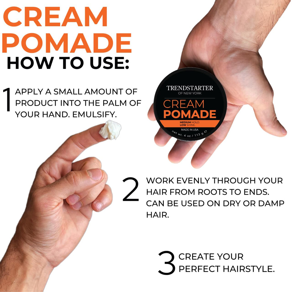 Fijación media de TRENDSTARTER Cream Pomade para estilos versátiles.