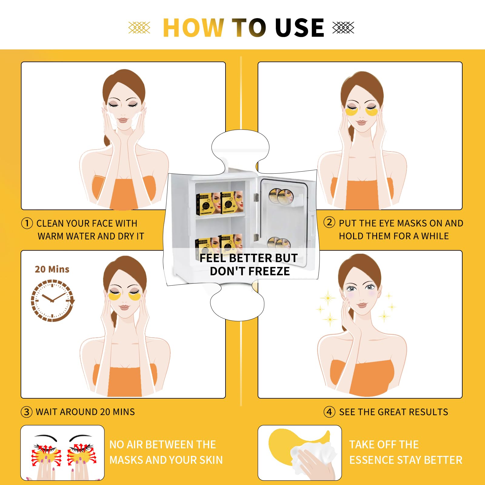 Treondexir parches ojos 20 minutos, absorción eficiente de ingredientes.