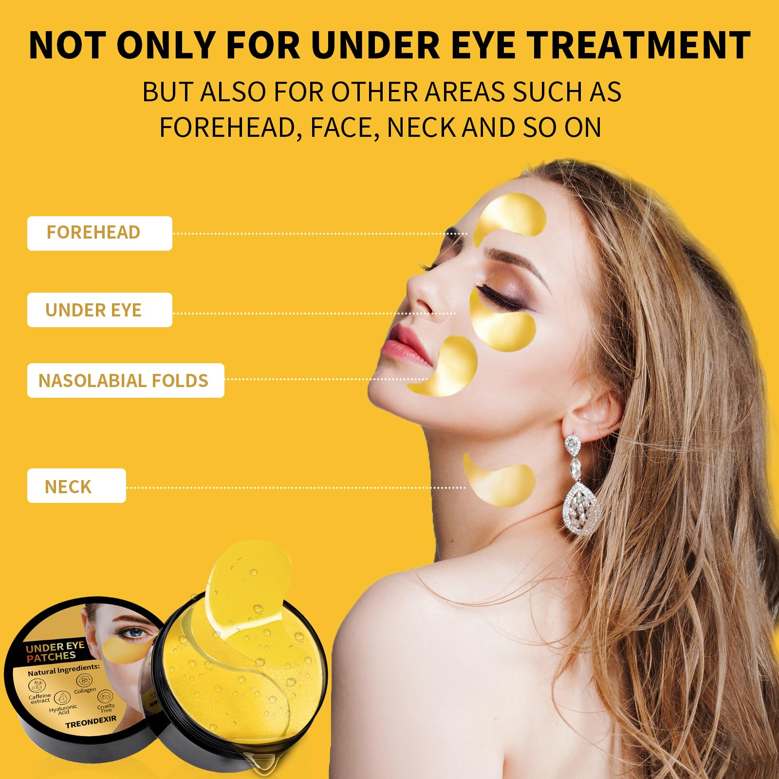 Treondexir parches ojos nano-oro, nutrición avanzada para la piel.