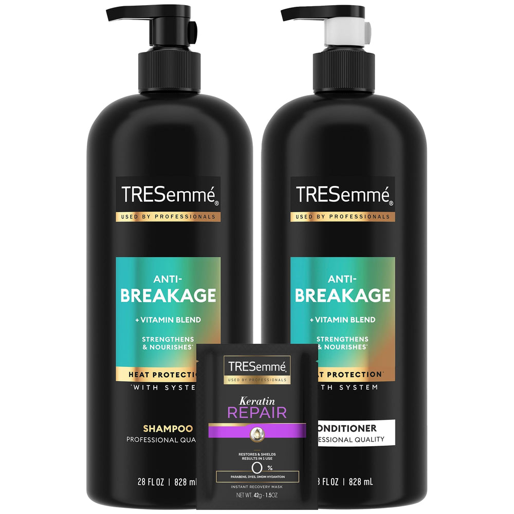 TRESemmé Champú Antirrotura en botella para cabello frágil y más fuerte al peinar.