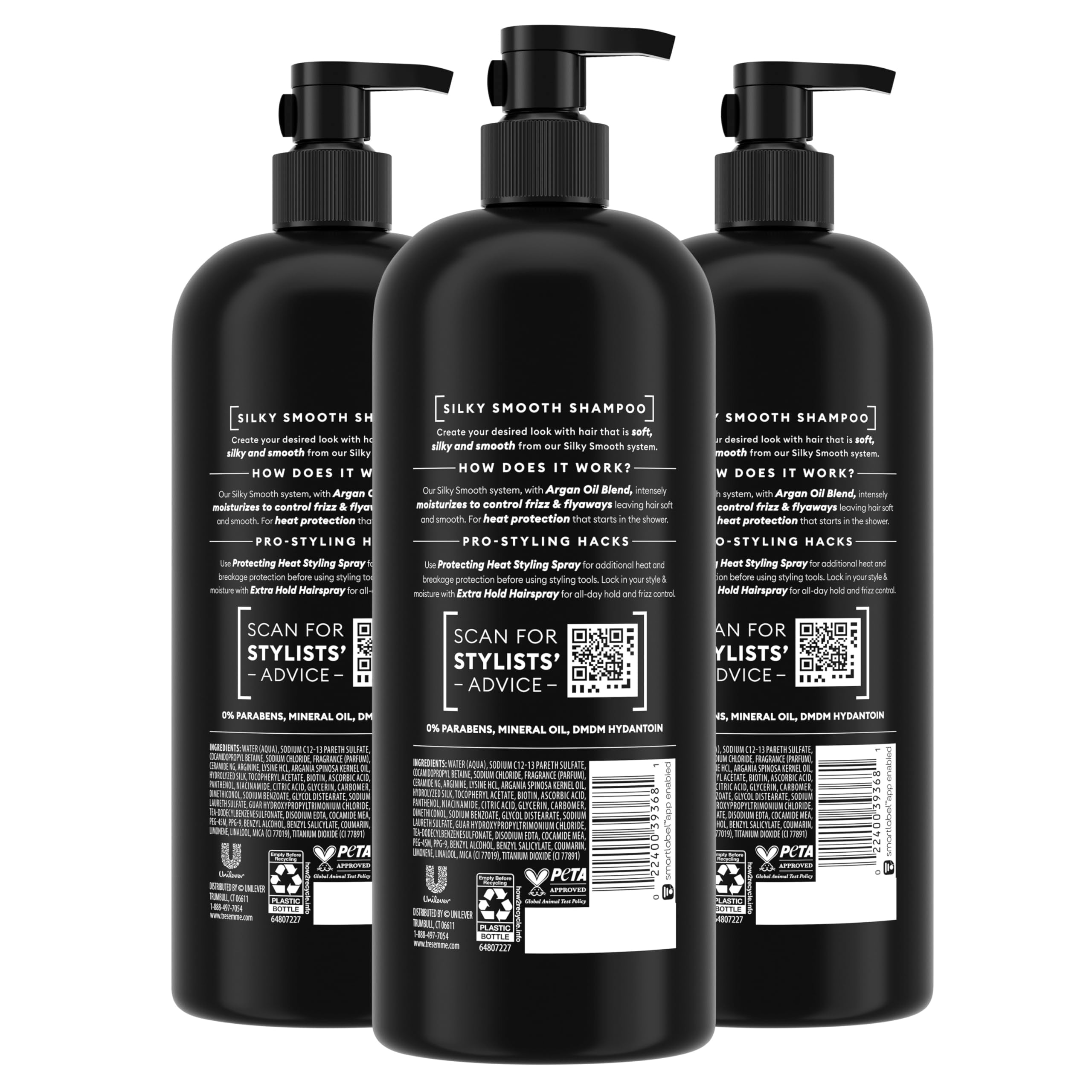 TRESemmé champú sin parabenos para cabello sano y brillante.