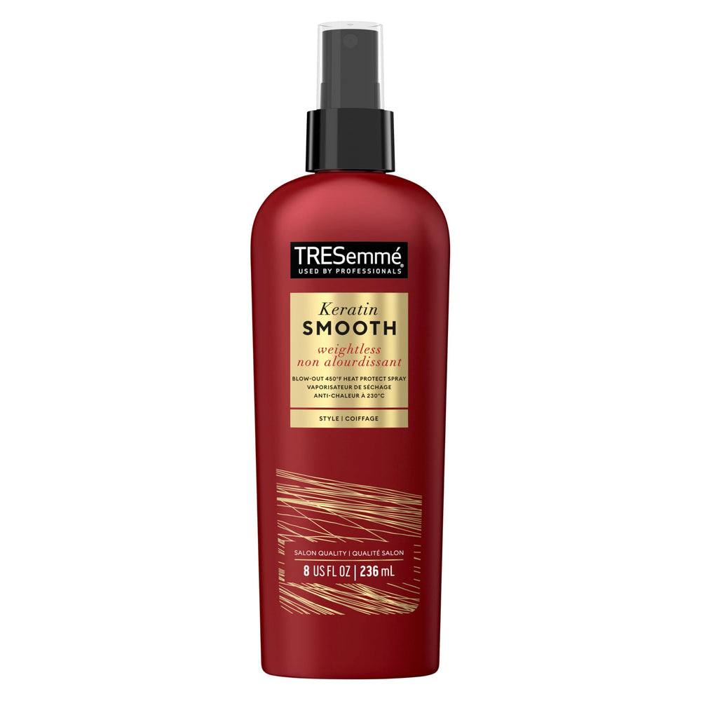 TRESemmé Expert Selection Heat Protection Spray bottle ready for heat styling, protecting hair.