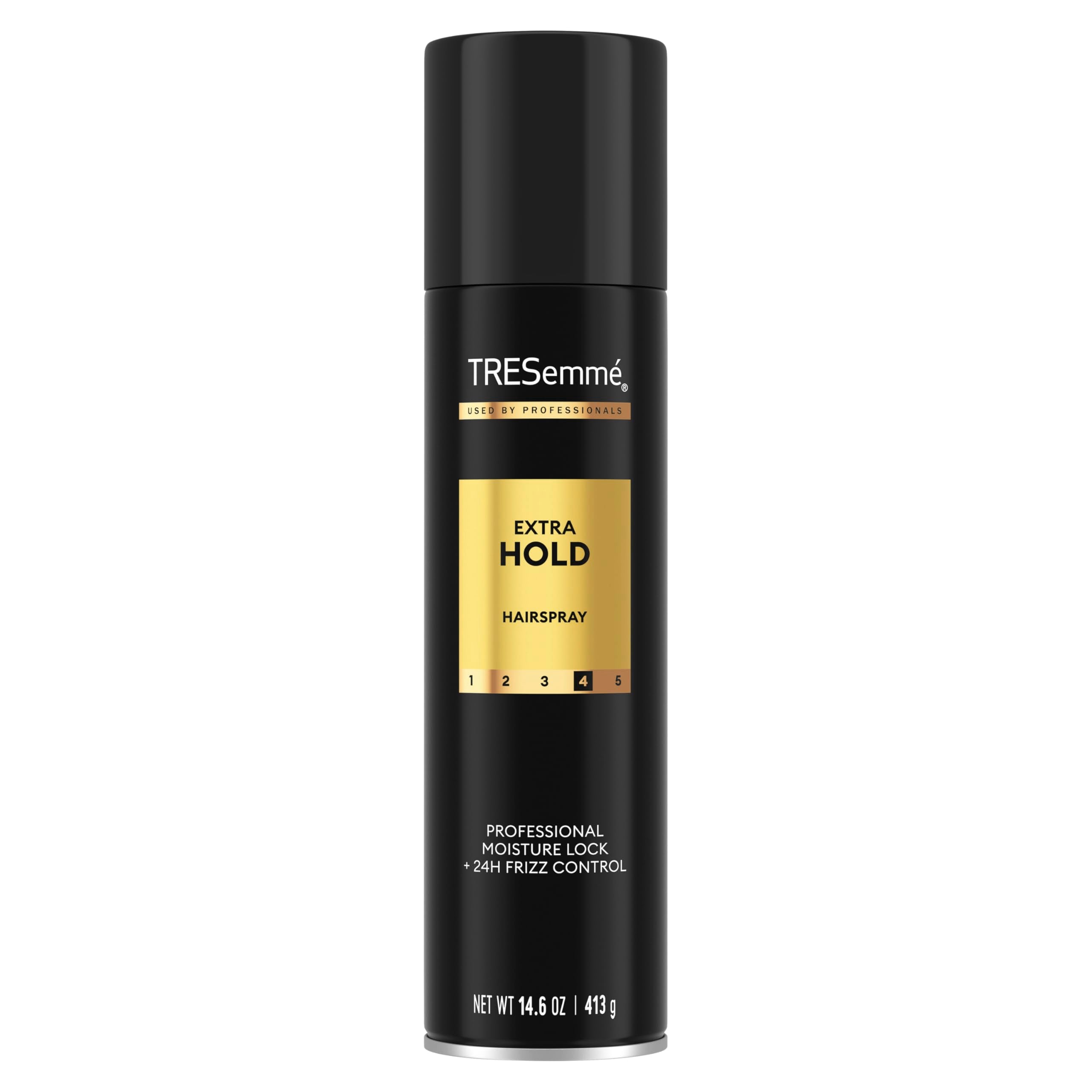 TRESemmé Extra Hold Hairspray bottle for reliable, all-day hold and frizz control.