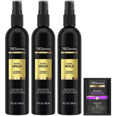 Tresemmé Extra Hold Hairspray bottle delivering long-lasting hold with a soft finish.