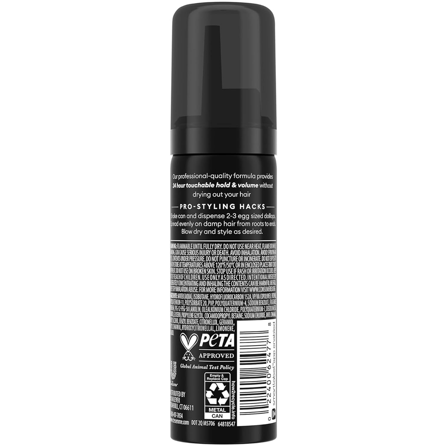 TRESemmé Extra Hold Mousse with flexible, crunch-free hold for lasting styles.
