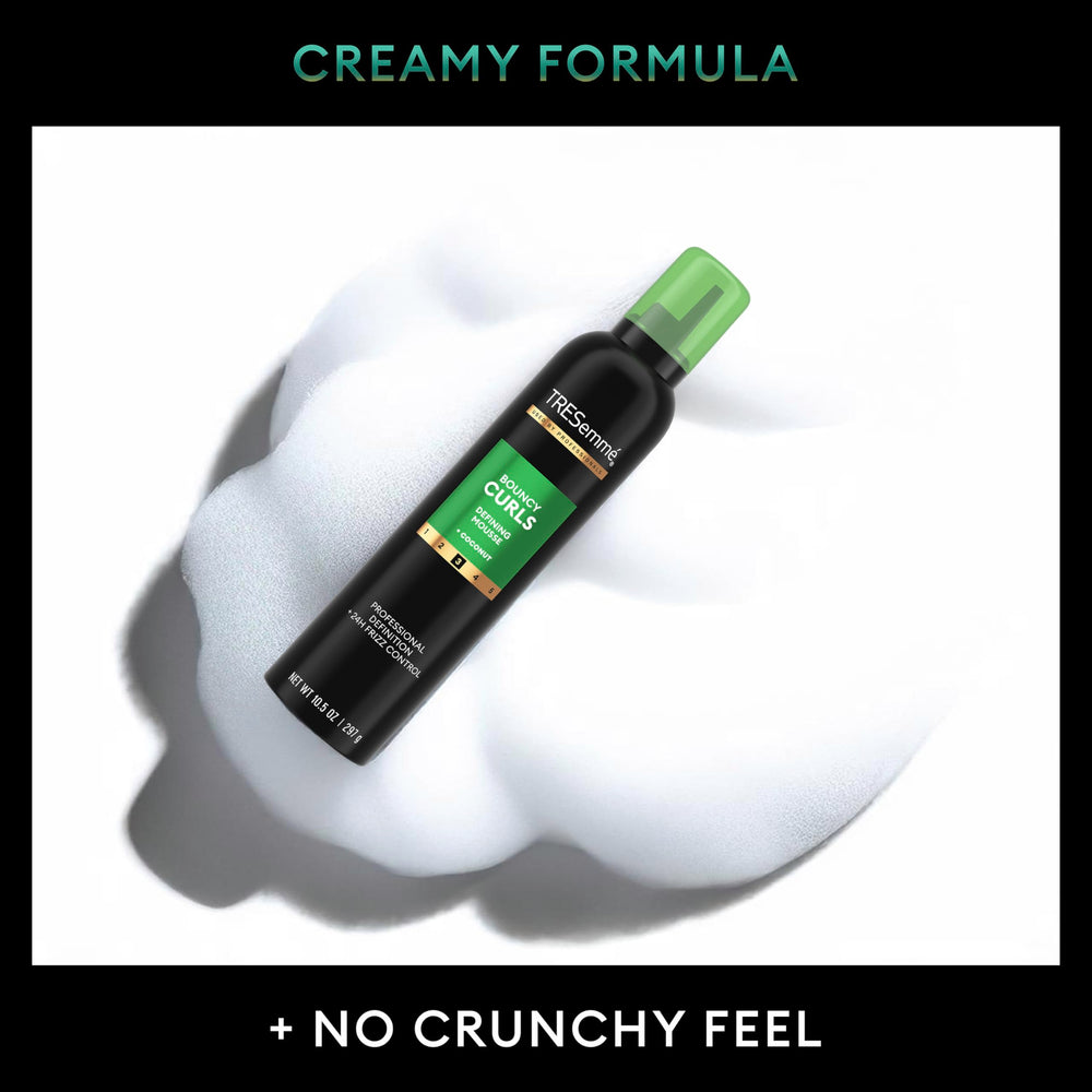 Mousse dispense image focuses on pump providing lightweight, non-crunch hold