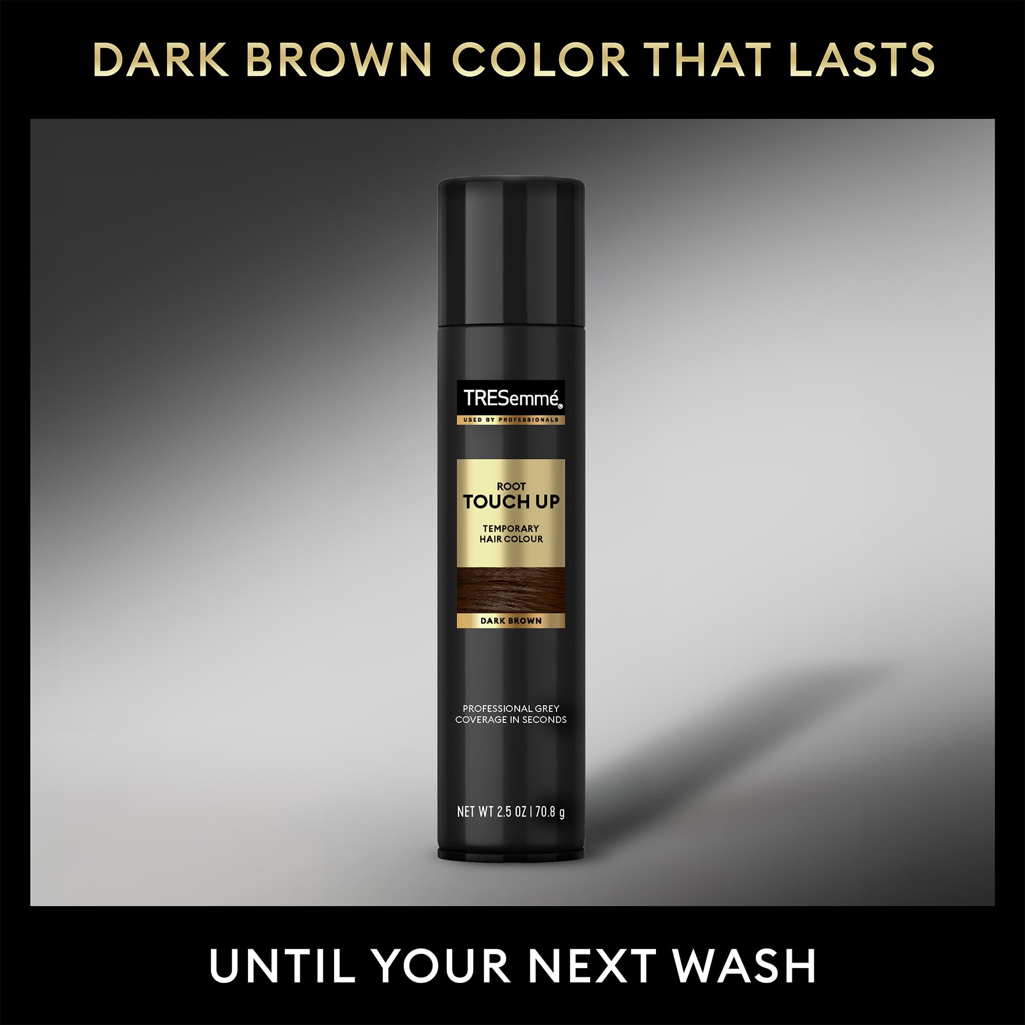 Grey roots concealed on the go with quick-drying color.