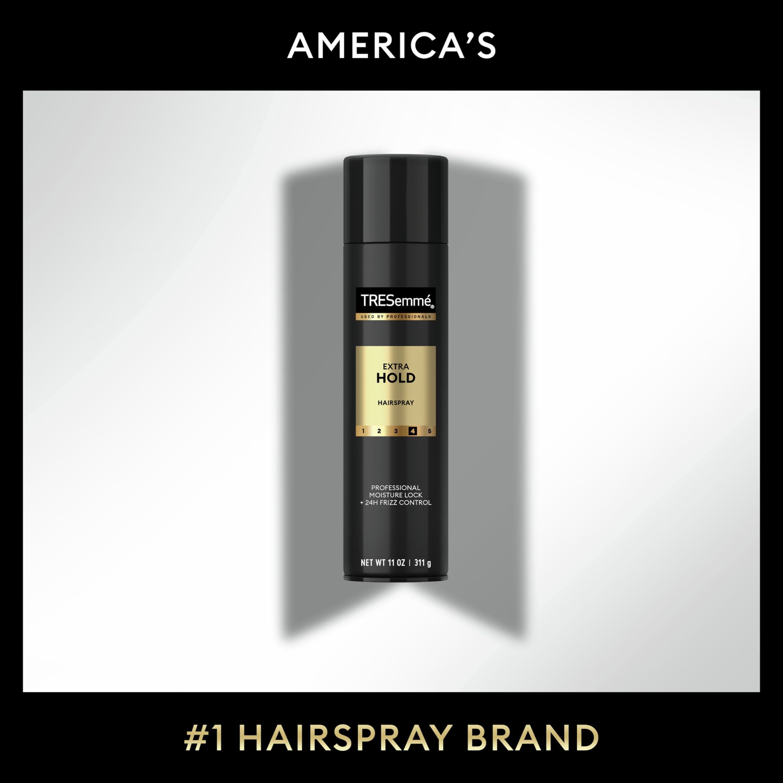 TRESemmé hairspray dry spray application demonstrating quick hold with no wet feel.
