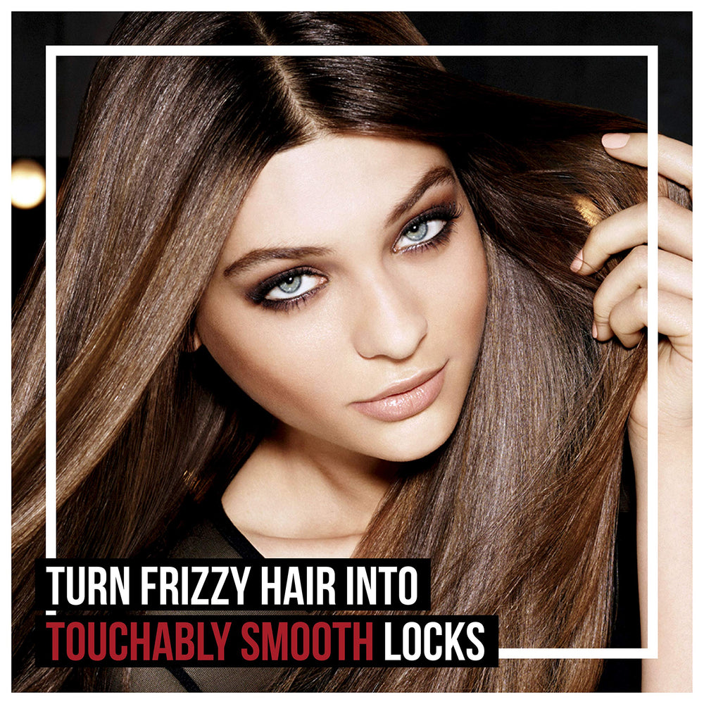 TRESemmé heat protection spray during styling shows smoother frizz control.