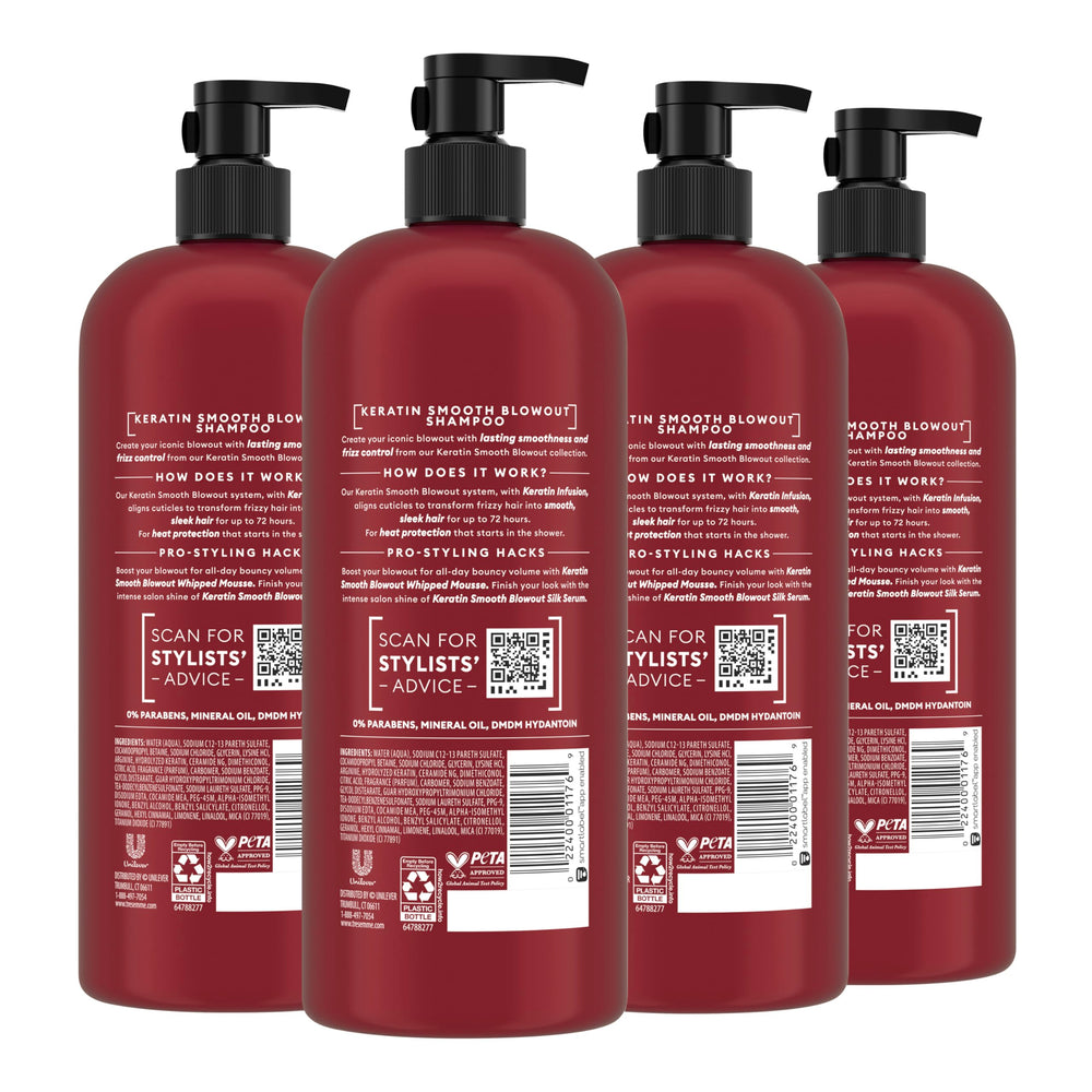 TRESemmé Keratin Smooth Blowout Acondicionador en tubo, suavidad duradera y peinado más manejable.
