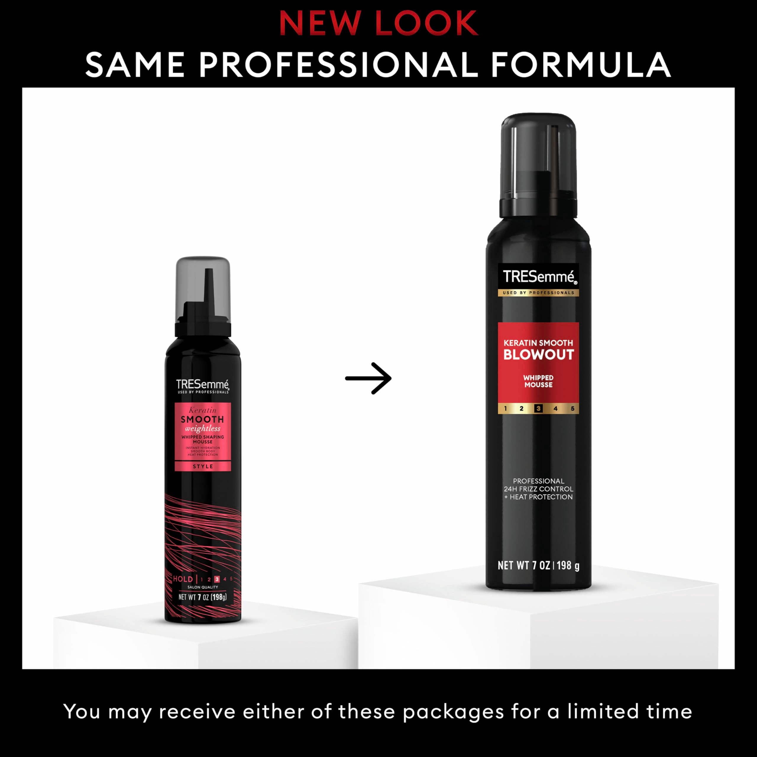 TRESemmé Keratin Smooth Blowout Mousse on damp hair for lasting smoothness