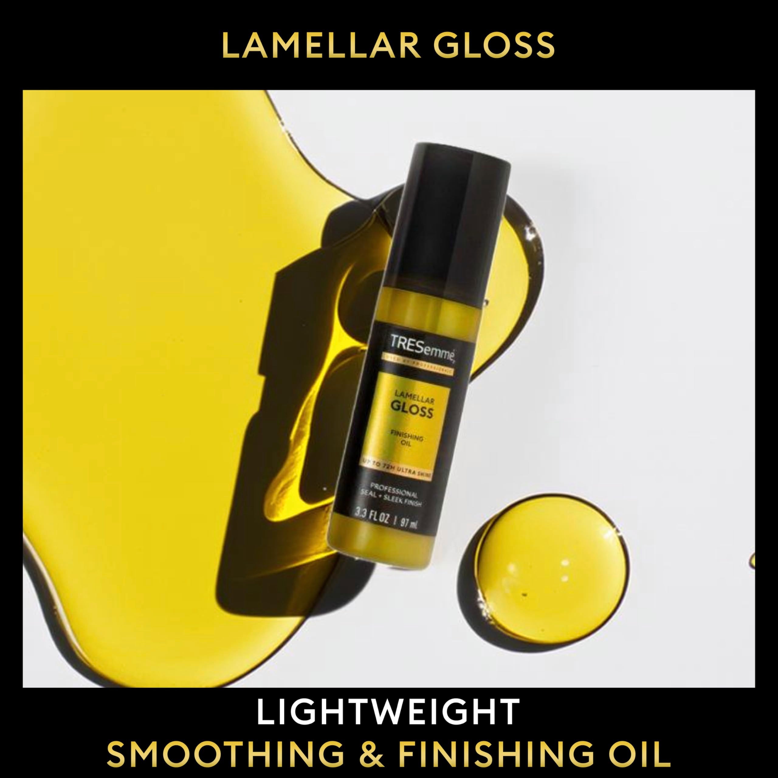 TRESemmé Lamellar Gloss Oil on damp hair for sleek, long-lasting finish