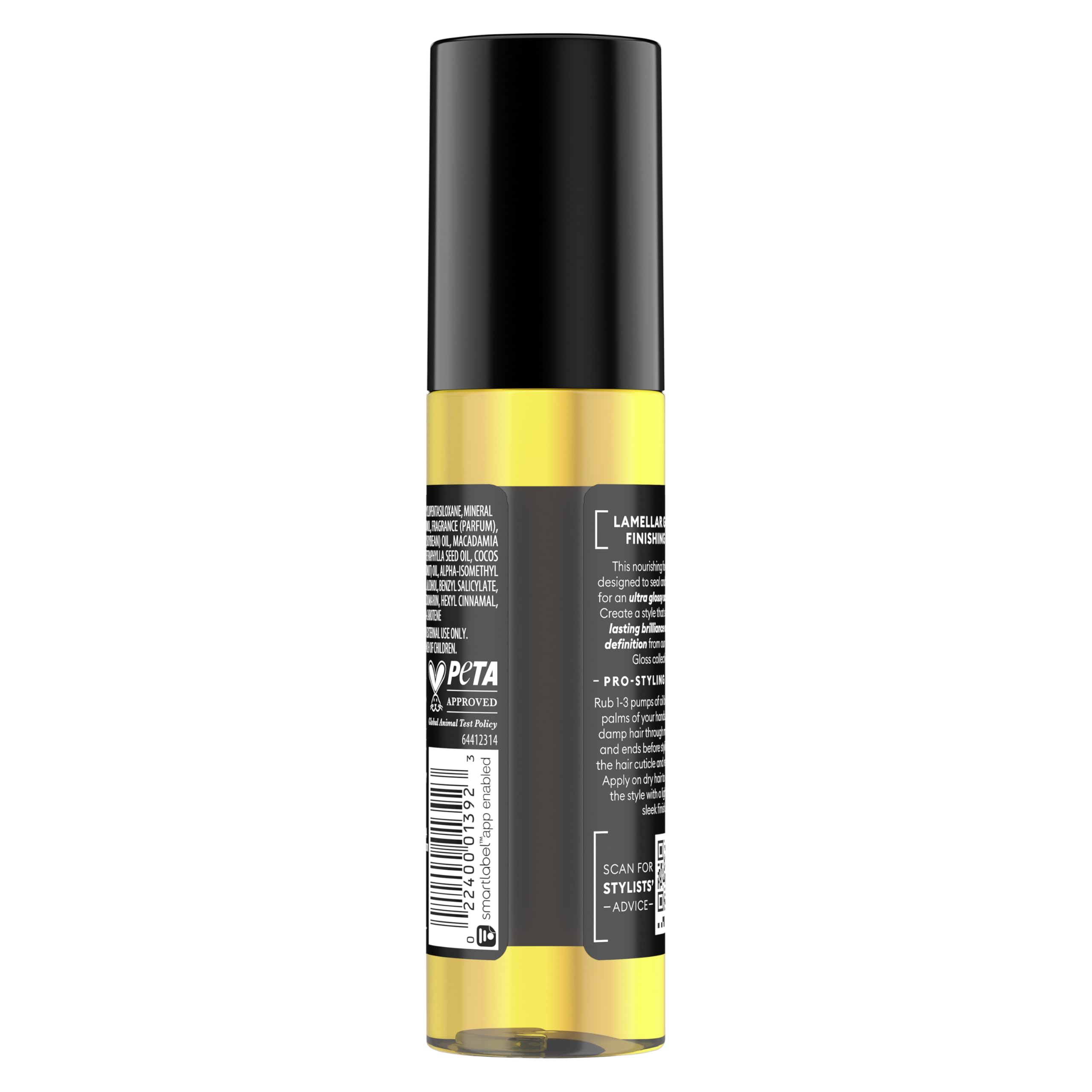 TRESemmé Lamellar Gloss Oil liquid close-up showing glossy texture