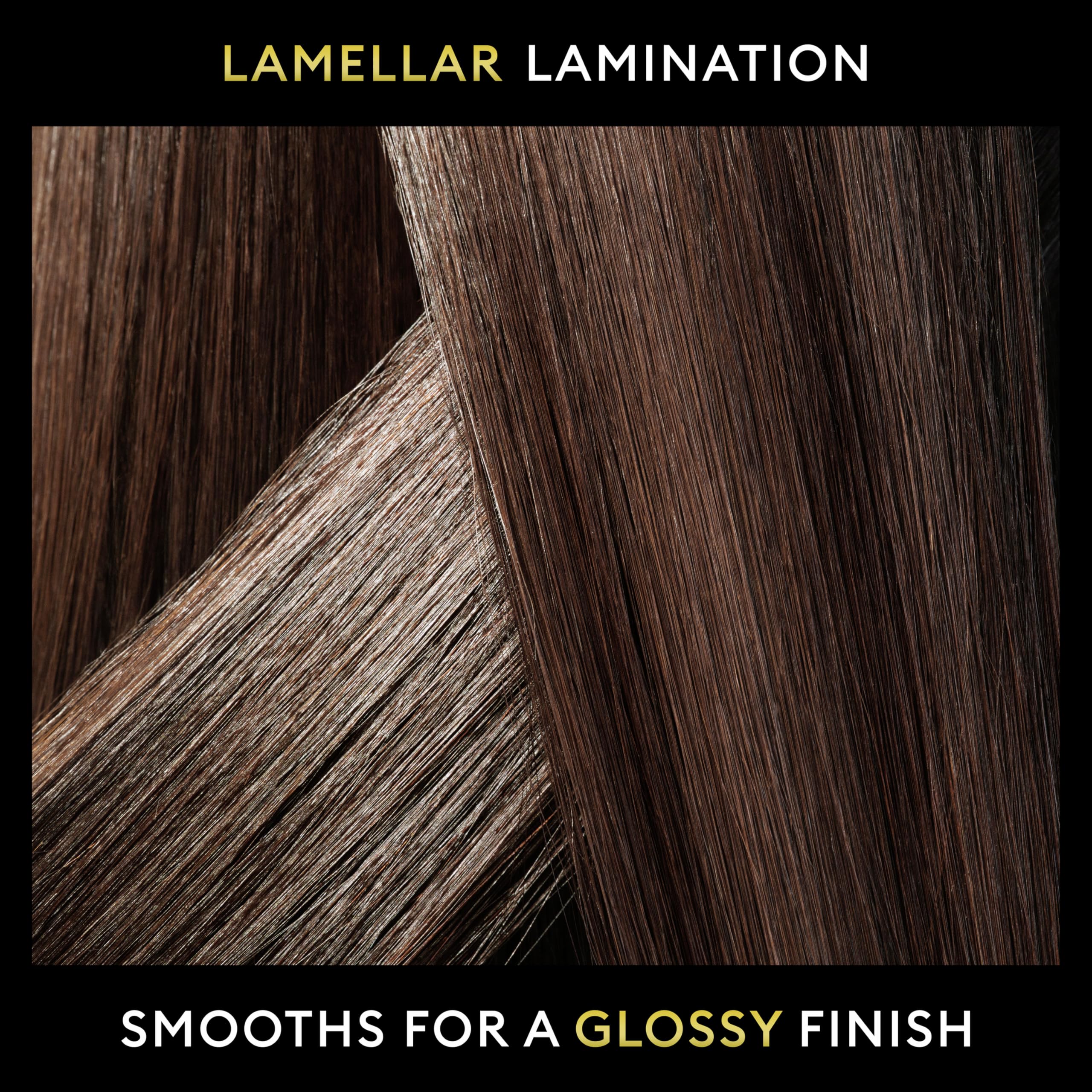 TRESemmé Lamellar Gloss Shine Spray bottle paired with shampoo and conditioner.
