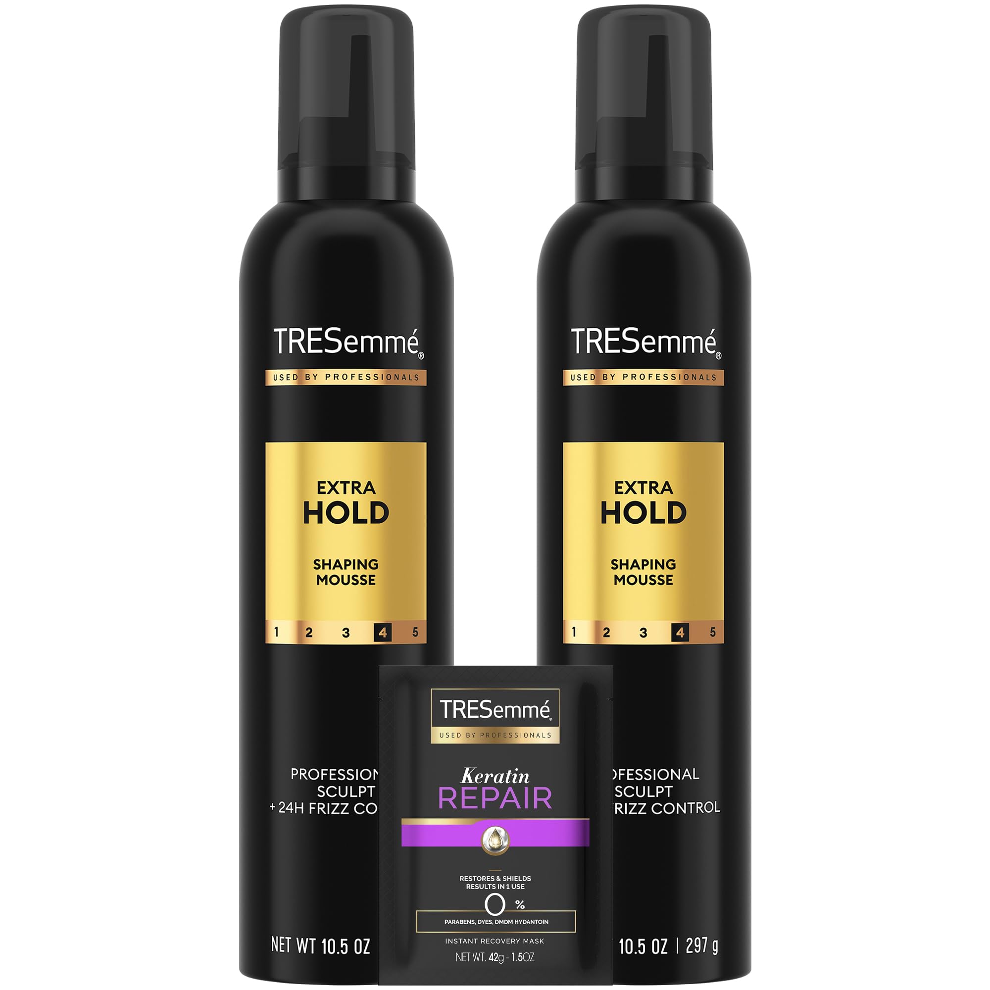 Mousse moldeadora TRESemmé Extra Fuerte para fijación duradera sin rigidez.