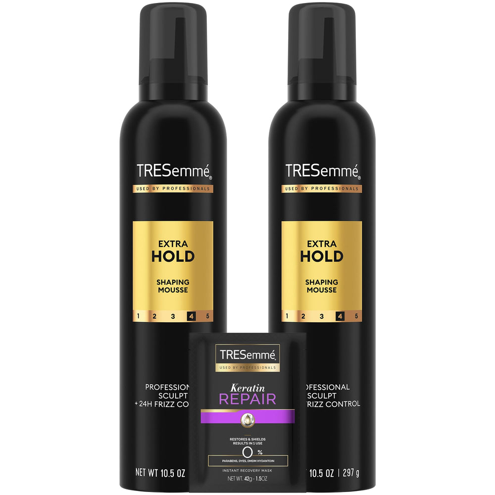 Mousse moldeadora TRESemmé Extra Fuerte para fijación duradera sin rigidez.