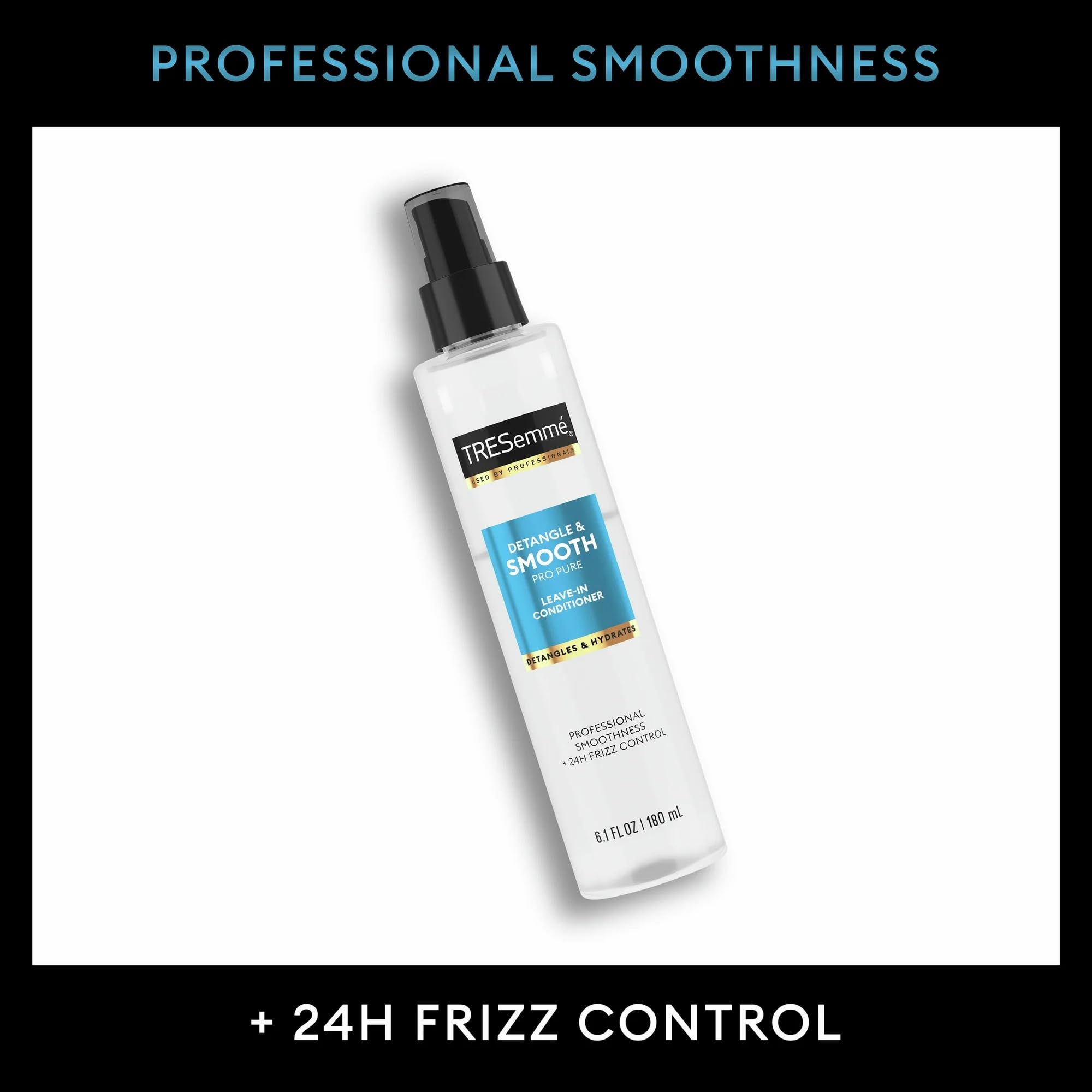 Detangling with a wide-tooth comb after applying TRESemmé Pro Pure Leave-In Conditioner.