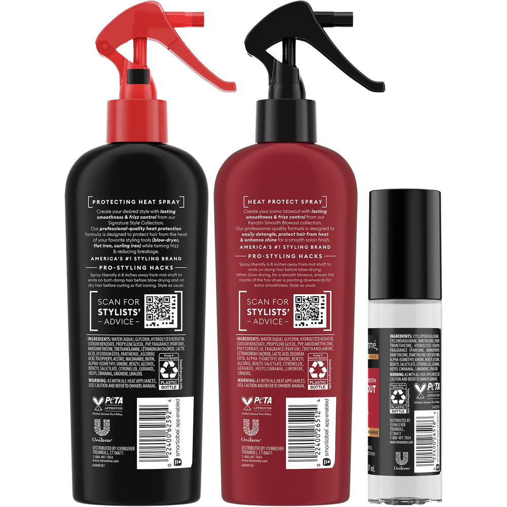 TRESemmé Protecting Heat Spray bottle provides heat protection during styling.