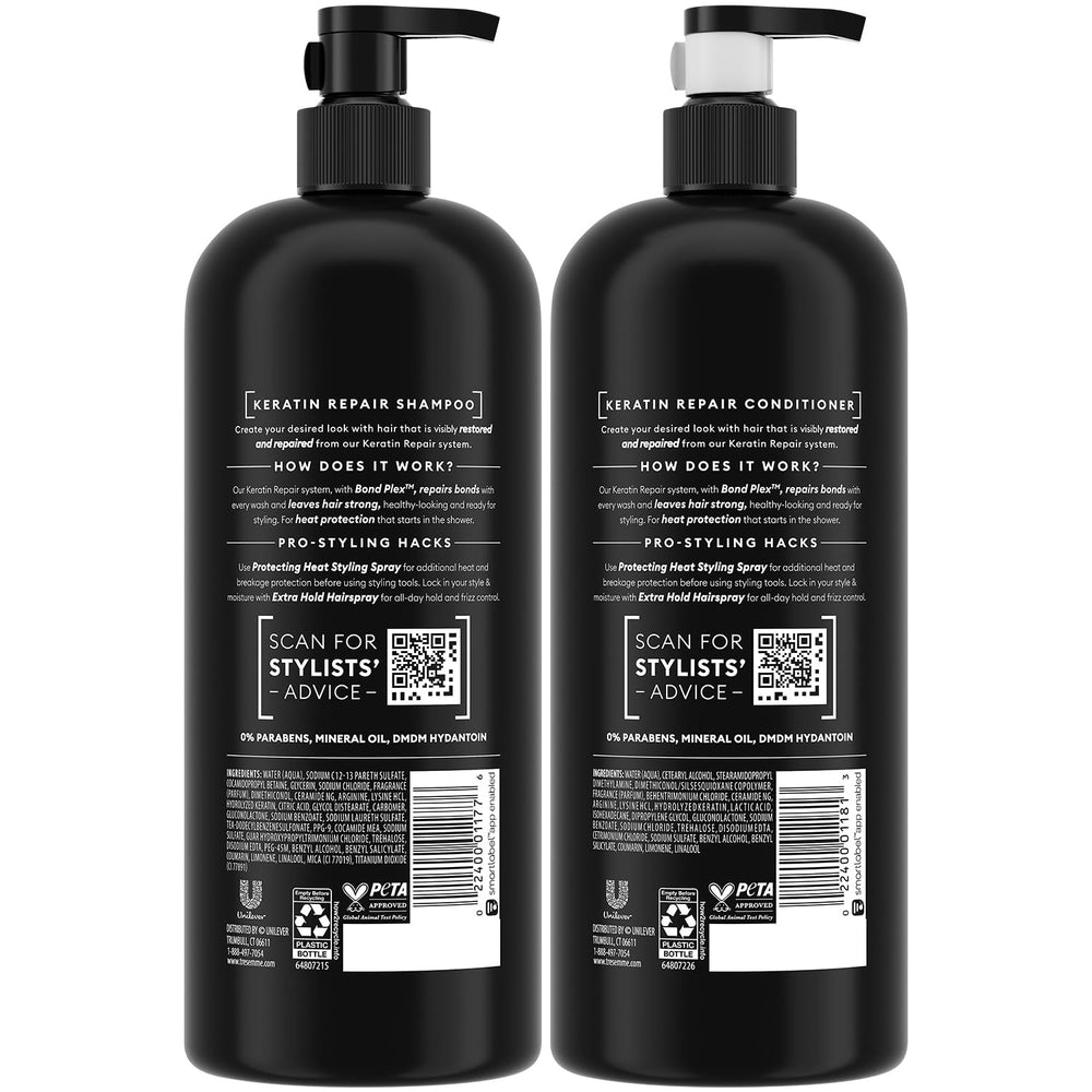 TRESemmé Keratina Reparación acondicionador, envase cómodo para uso diario.