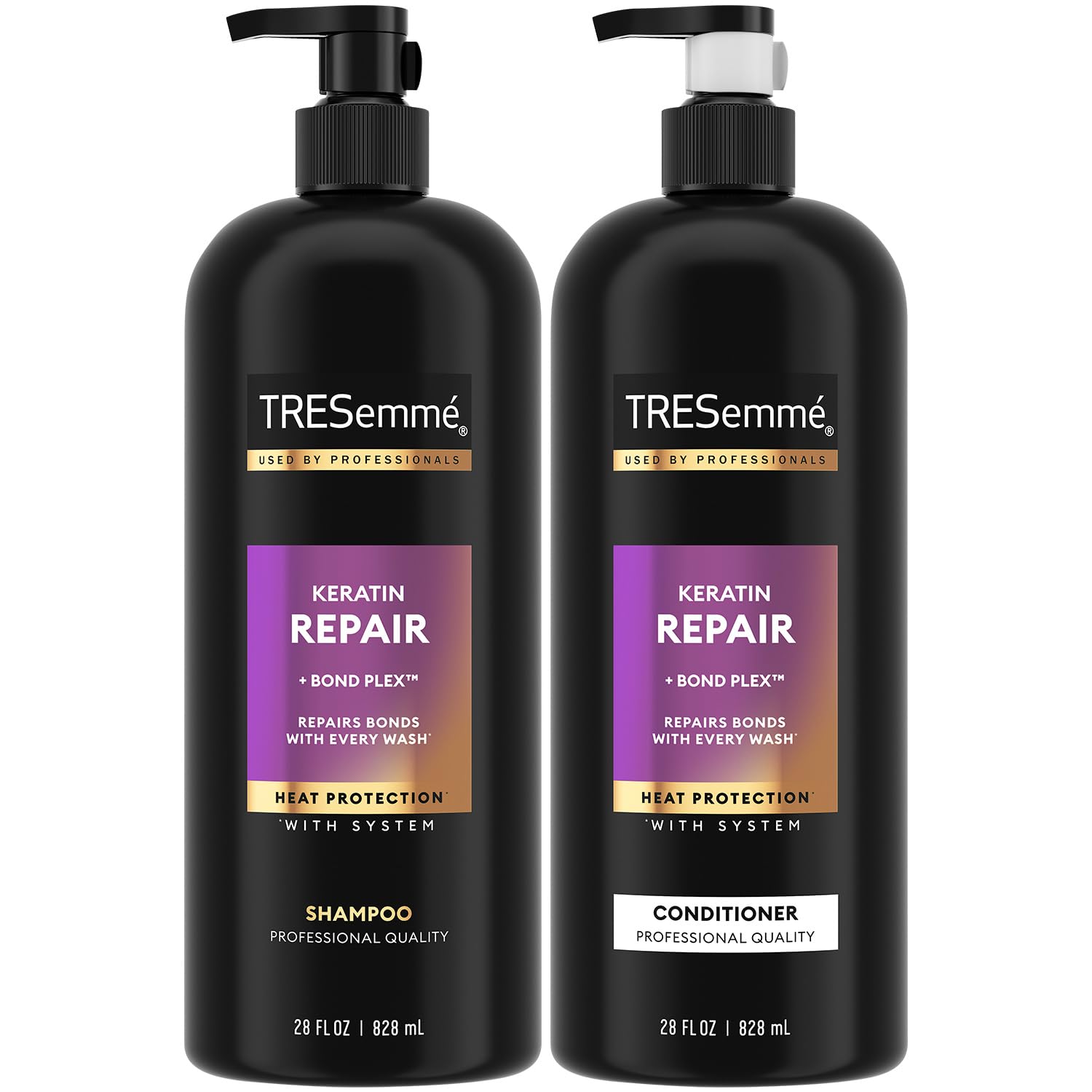 TRESemmé Keratina Reparación champú, botella elegante para lavado suave.