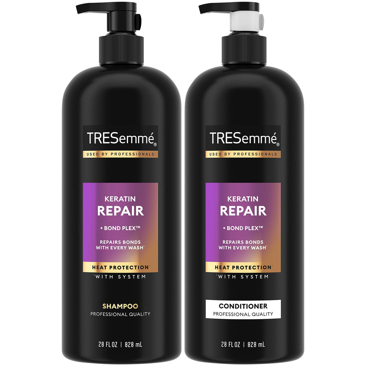 TRESemmé Keratina Reparación champú, botella elegante para lavado suave.