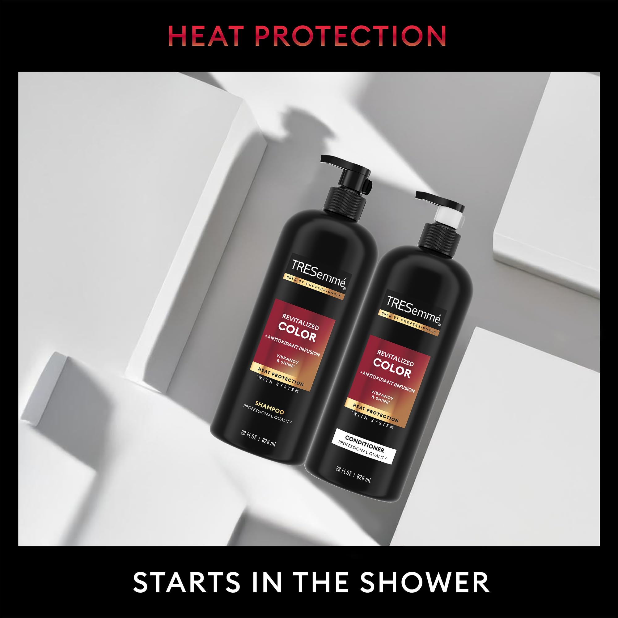 Bottle in showroom setting communicates premium color-care.
