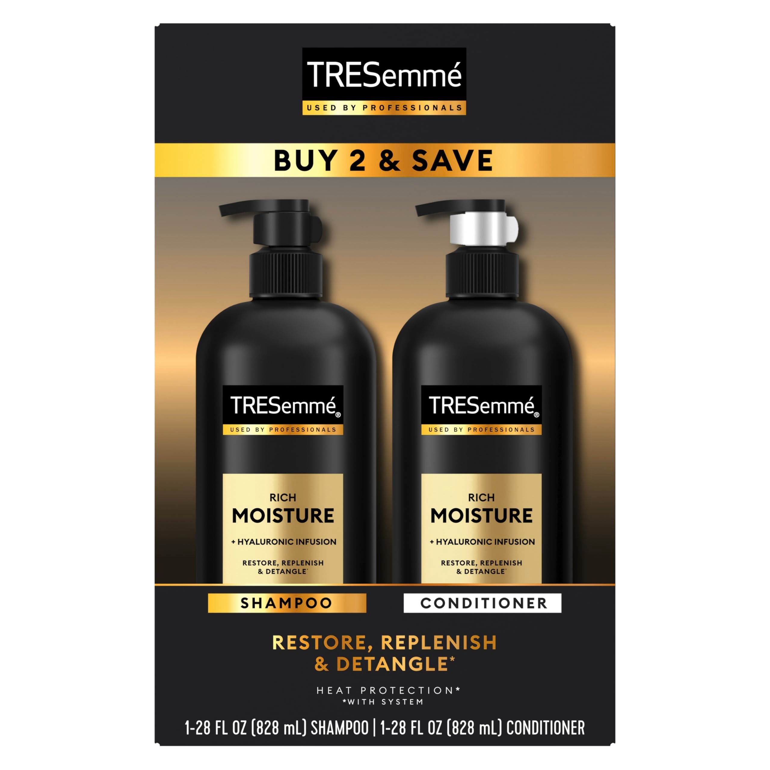 TRESemmé Rich Moisture shampoo bottle delivering hydration for dry hair