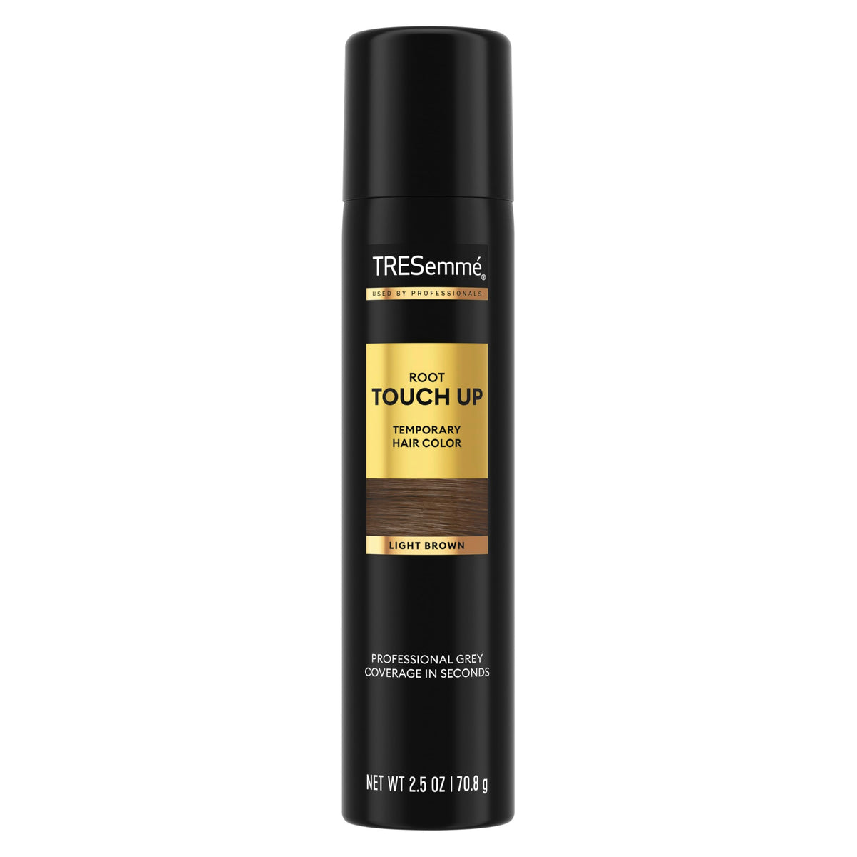 TRESemmé Root Touch-Up light brown spray conceals gray roots between washes.
