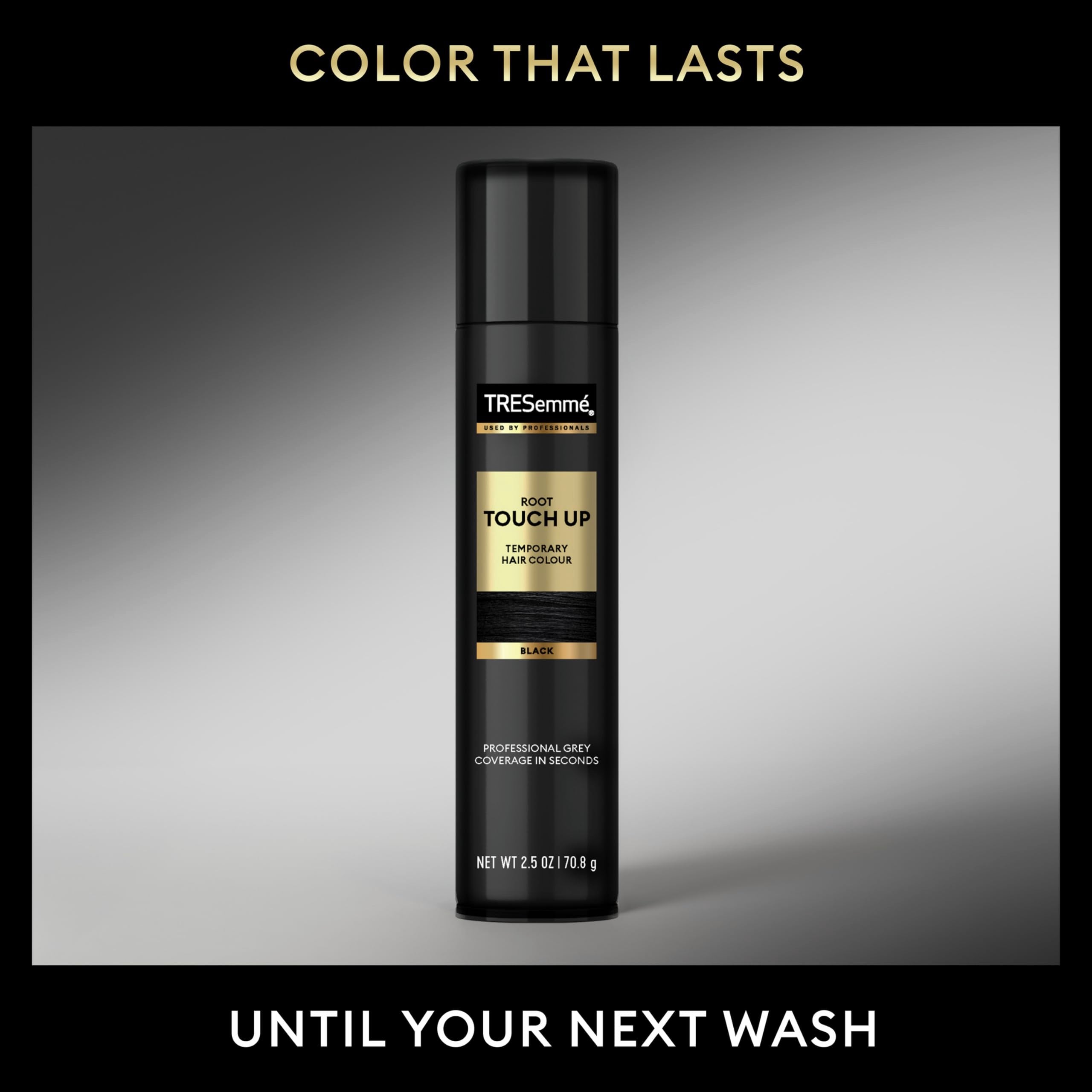 TRESemmé compact 2.5 oz bottle ideal for travel touch-ups.