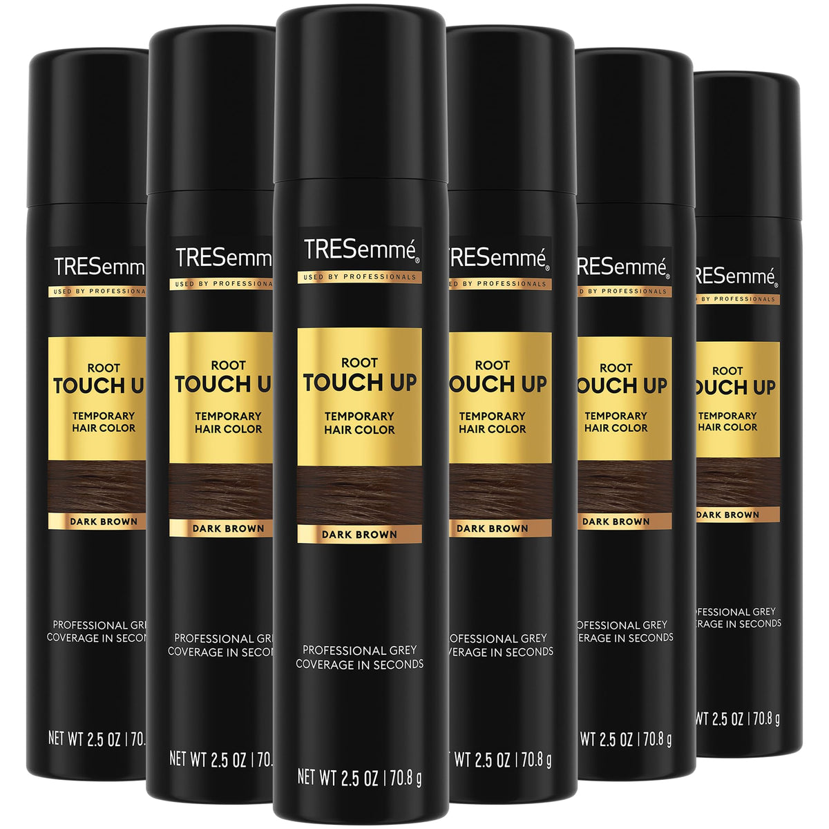 TRESemmé Root Touch Up spray refreshes dark brown roots between washes.