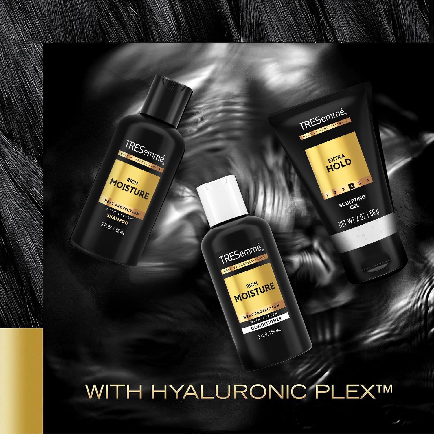 TRESemmé shampoo hyaluronic acid label highlighting moisture benefits