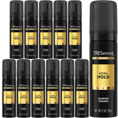 TRESemmé Shaping Mousse travel-size bottle for on-the-go styling and frizz control.