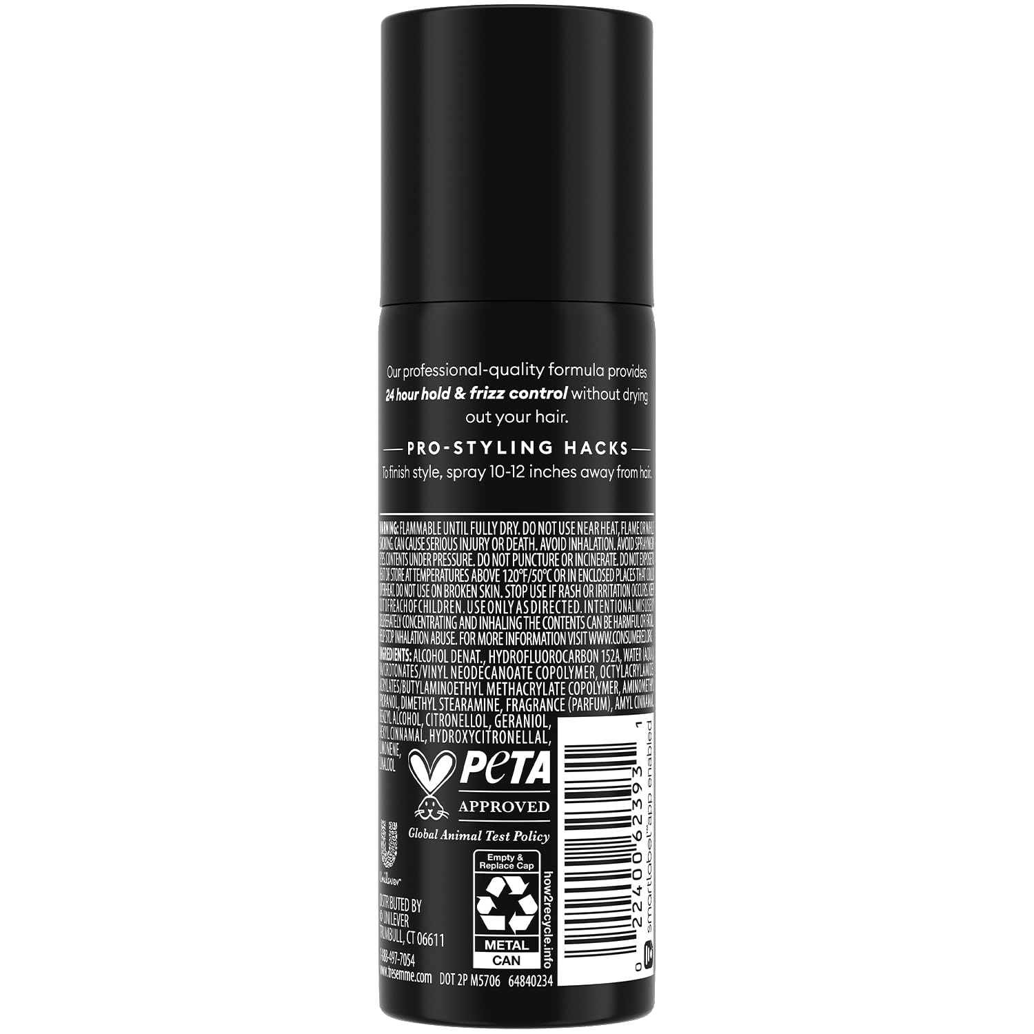 TRESemmé Travel Hairspray mist demonstrates anti-frizz control on humid days.